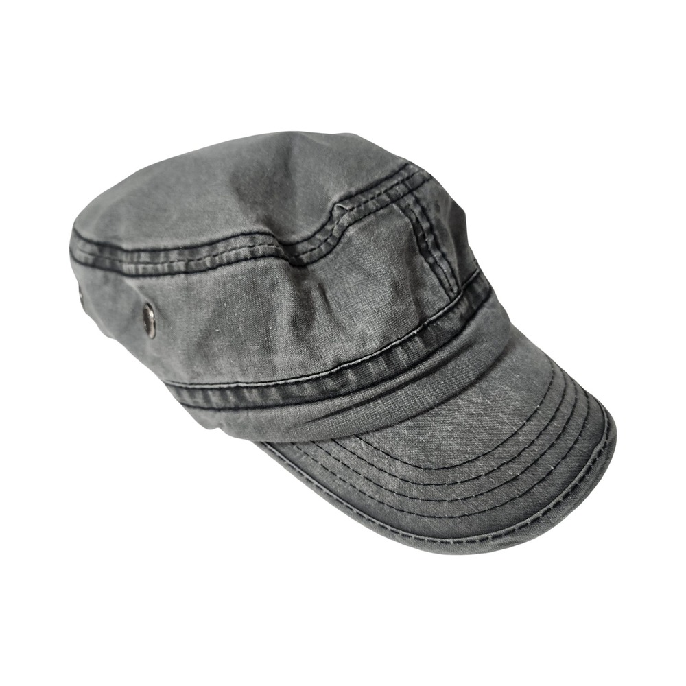 VOBOOM Mens Military Cadet Cap Charcoal Grey Washed Cotton Adjustable Army Hat